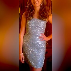 Beautiful SHERRI HILL Formal Dress. Worn Once. Light Blue. Size 10. Unaltered.